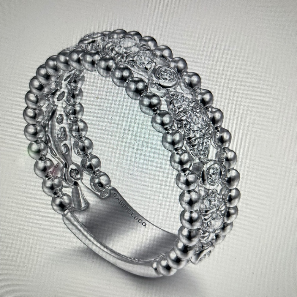 925 Sterling Silver White Sapphire Bujukan Easy Stackable Ladies Ring